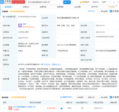 京東在柳州成立新公司，拓展人工智能硬件及電子產品業務